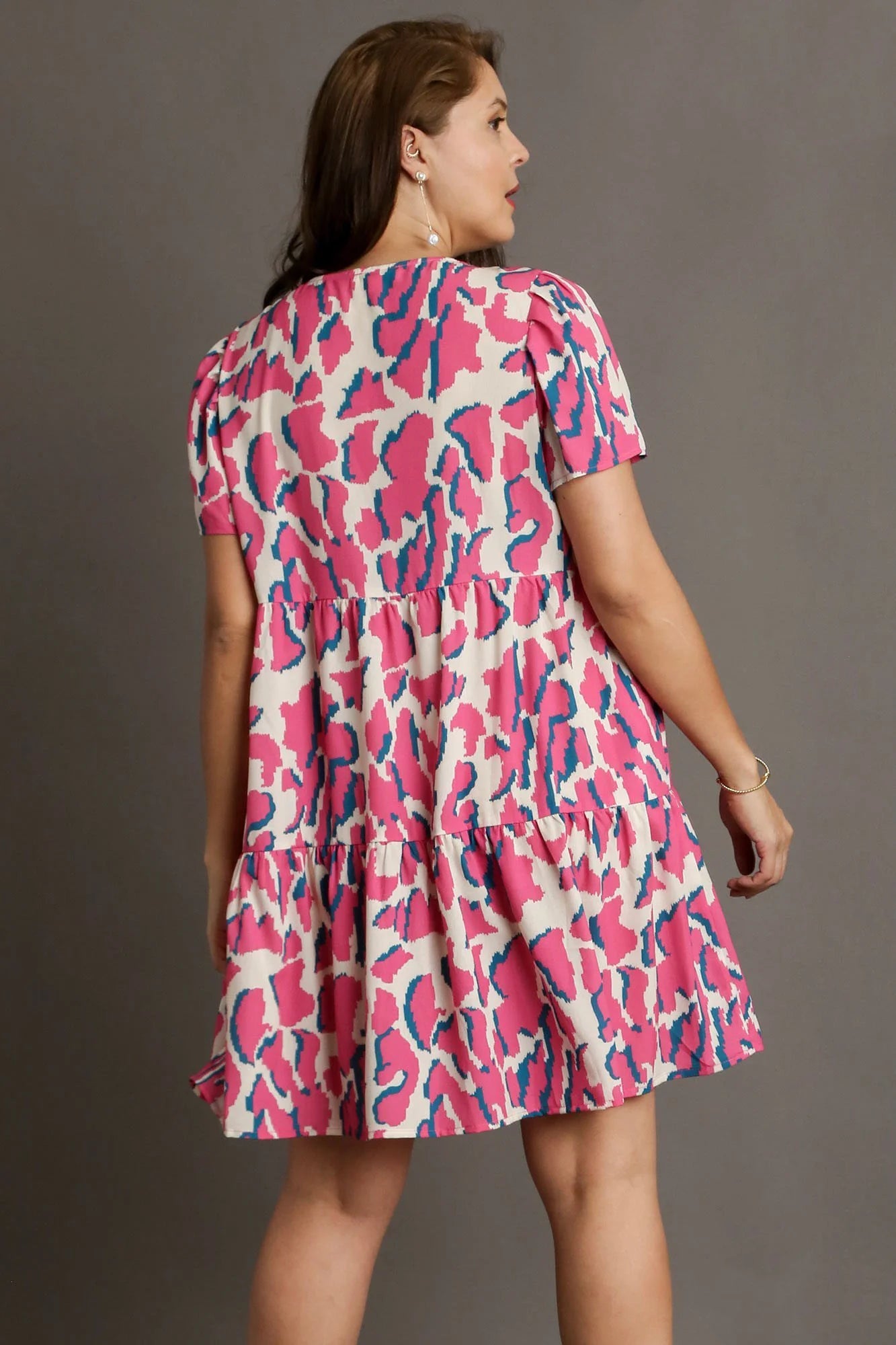 Abstract Print Tiered Dress