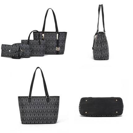 Marimar Women'S Tote Bag with Pouch and Wristlet, Signature 4 Piece Set by Mia K - Grey