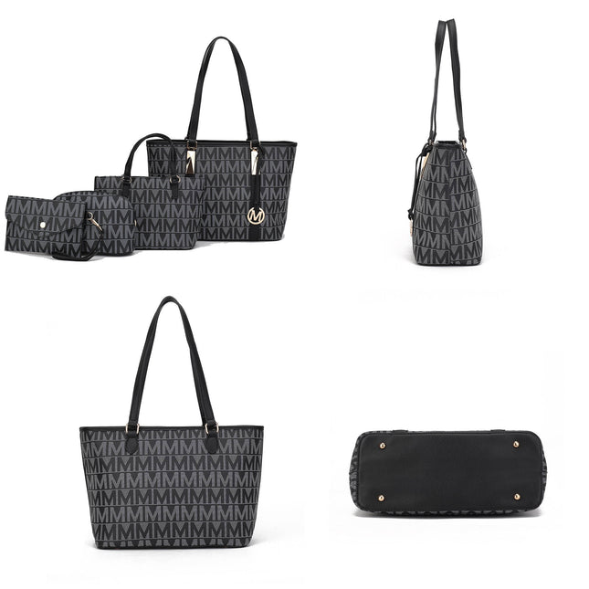 Marimar Women'S Tote Bag with Pouch and Wristlet, Signature 4 Piece Set by Mia K - Grey
