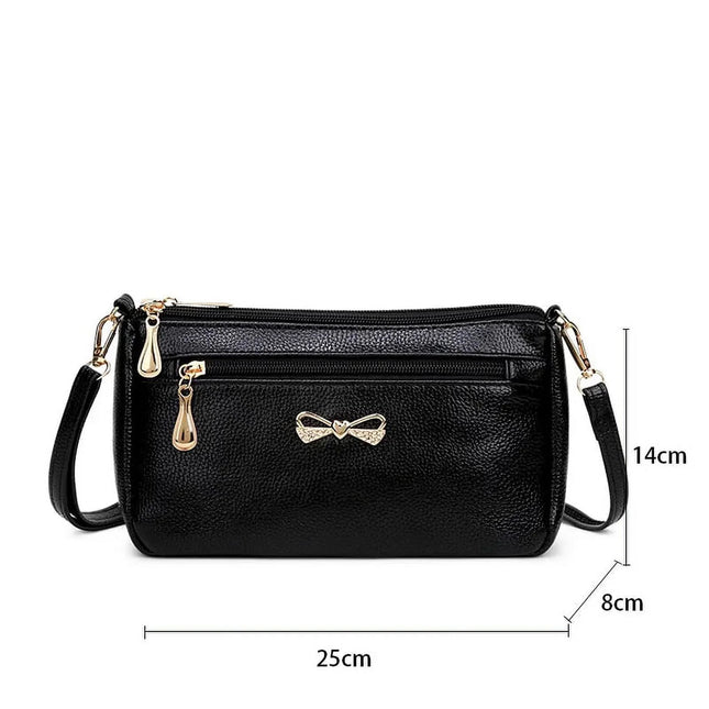 Female Small Shoulder Bag Vintage PU Leather Crossbody Messenger Bag Handbags,Black