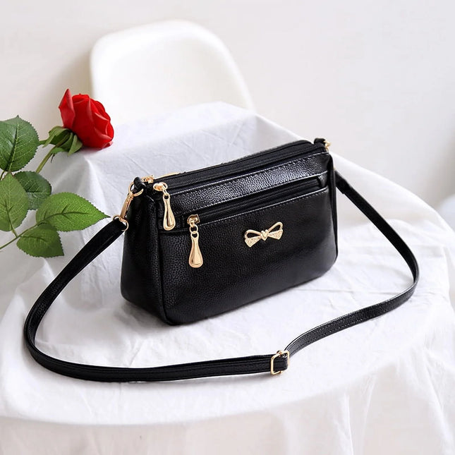Female Small Shoulder Bag Vintage PU Leather Crossbody Messenger Bag Handbags,Black
