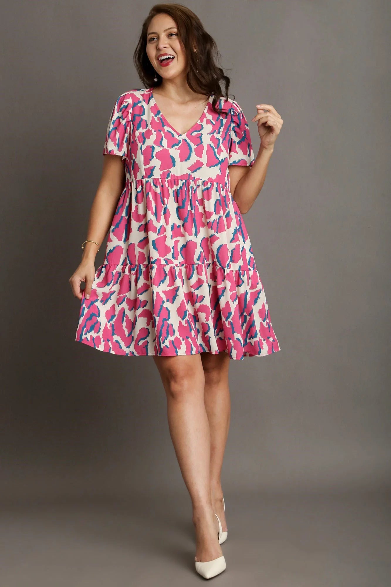 Abstract Print Tiered Dress