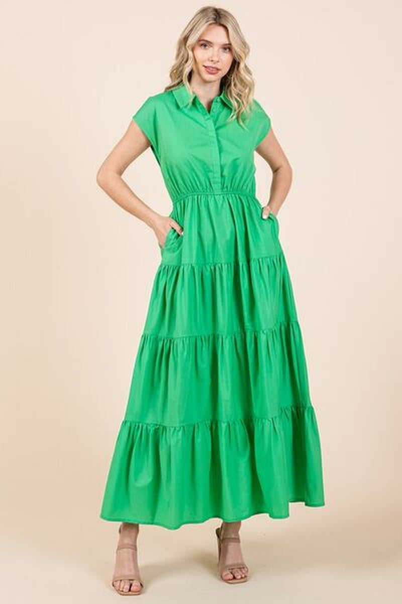 Tiered Maxi Shirt Dress |