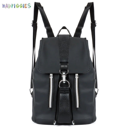 Women Laptop Backpack Purse Nylon PU Leather Anti-Theft Casual Shoulder Bag Fashion Ladies Satchel Bags - Black