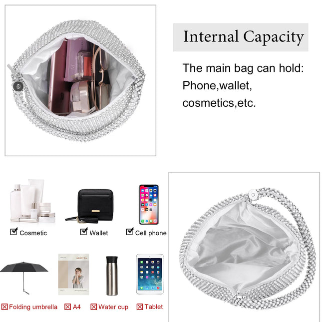 Loccbie Women'S Rhinestone Clutch Evening Bags Glitter Triangle Wrist Purse for Party Prom Wedding Valentine'S Day Gift