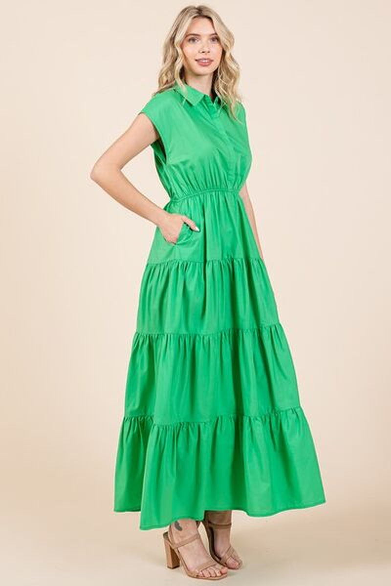 Tiered Maxi Shirt Dress |