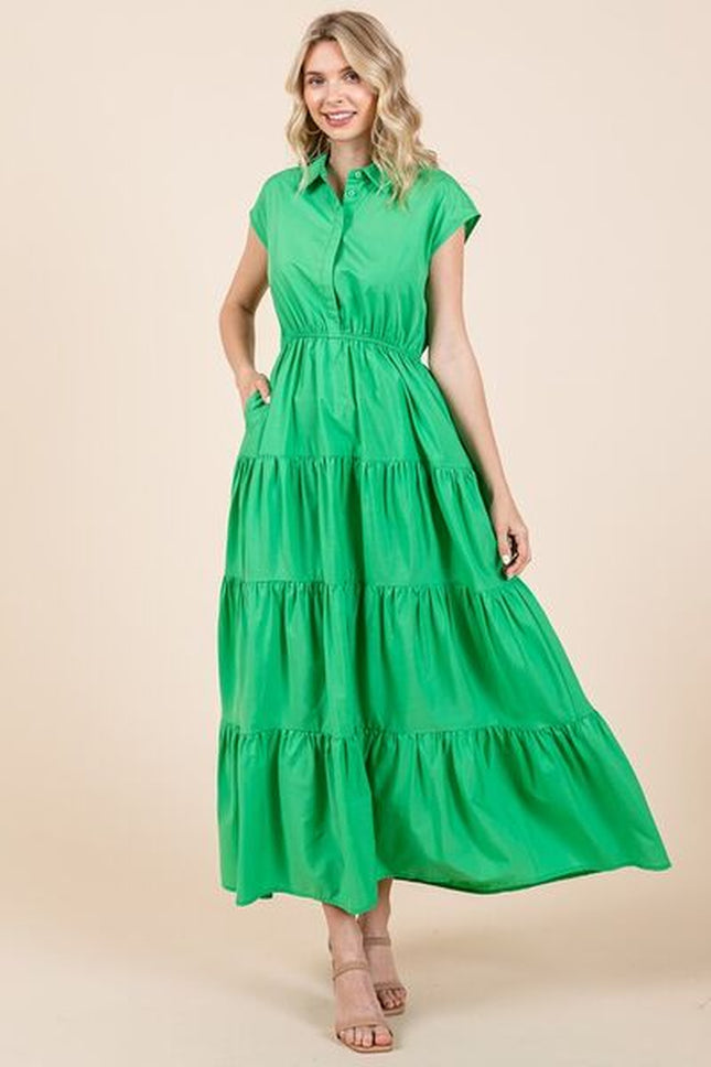 Tiered Maxi Shirt Dress |